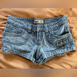 Lei Ashley ultra low rise denim shorts size 1